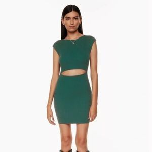 Aritzia Green Bodycon Mini Dress with Cutout Detail